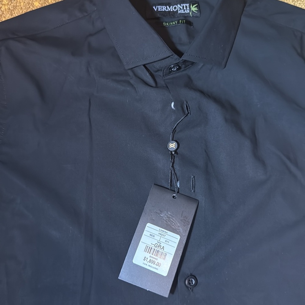 Vermonti Milan black skinny fit Men's Shirt